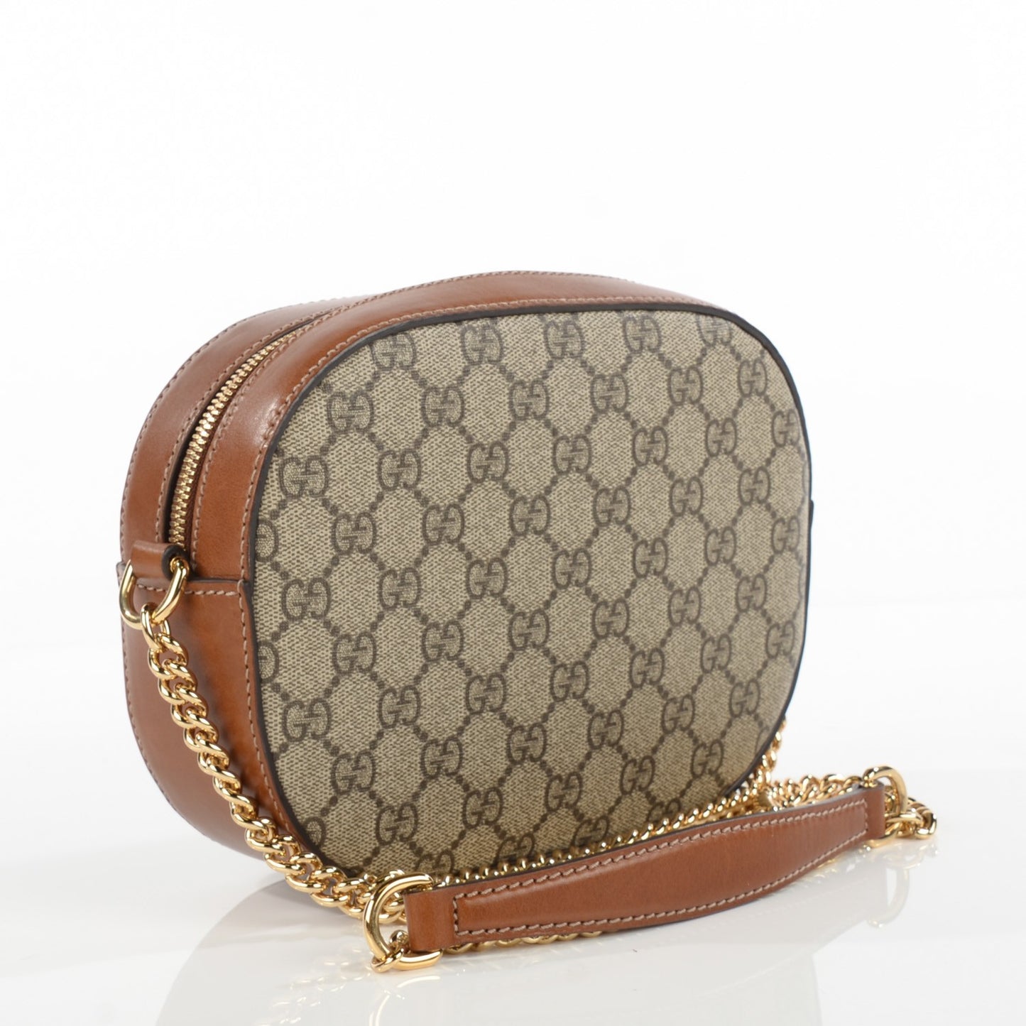GG Supreme Monogram Cuoio Toscano Mini Chain Shoulder Bag Beige Ebony Cuir