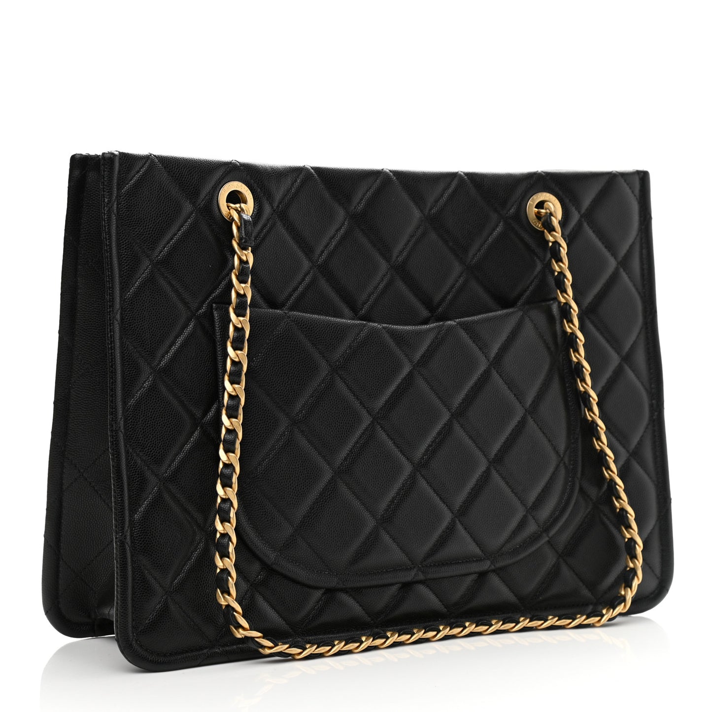 Caviar Quilted Sweet Classic Shopping Tote Black