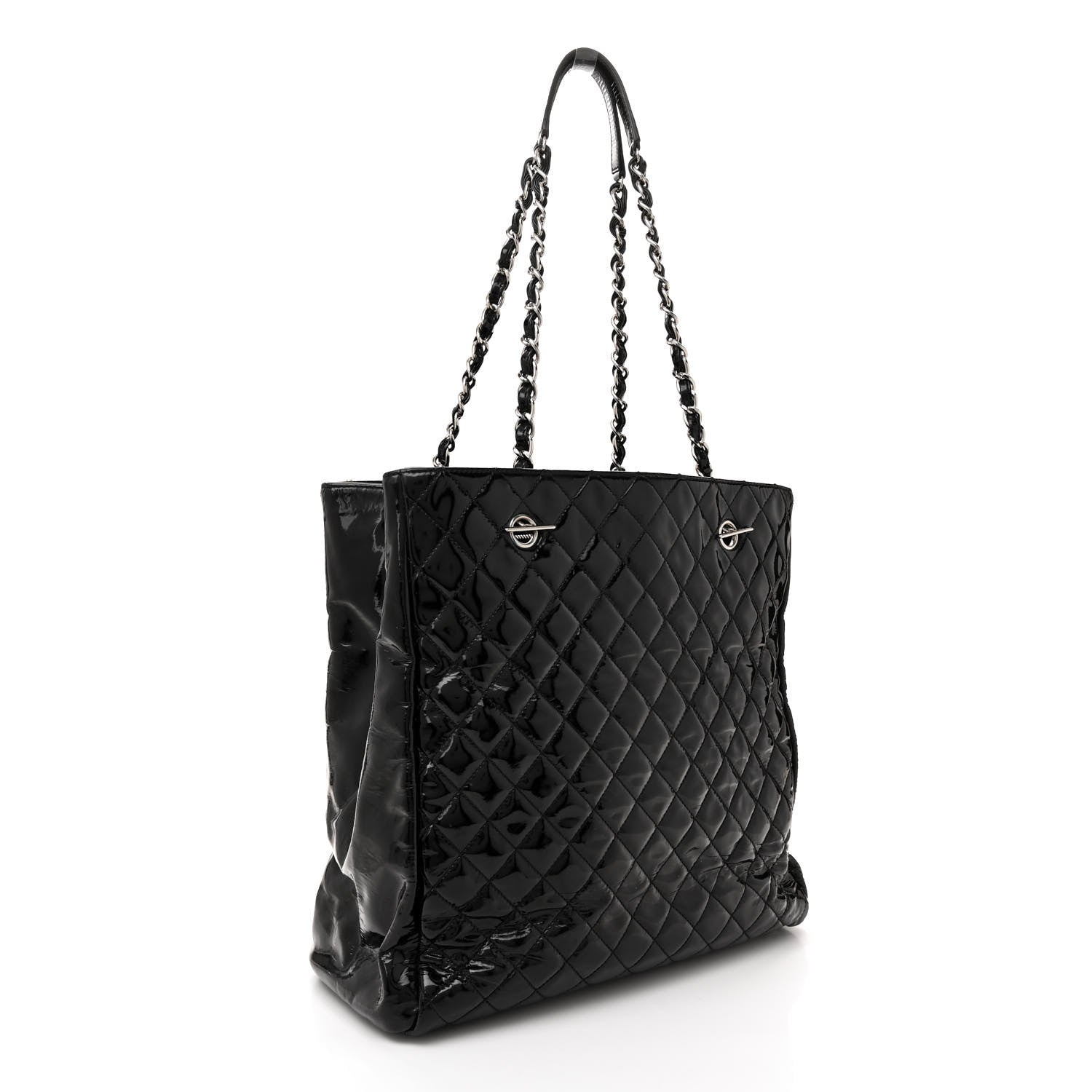 Chanel Patent Quilted Large Shopping Tote Black 3 of 18