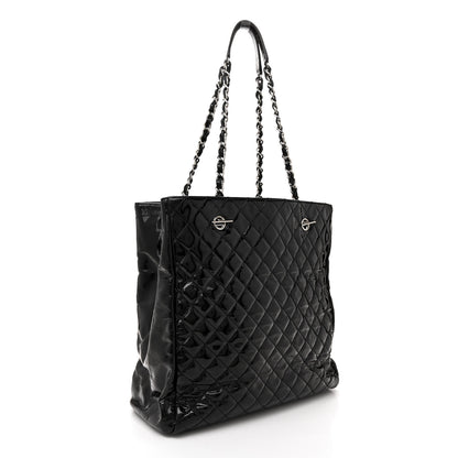 Chanel Patent Quilted Large Shopping Tote Black 3 of 18