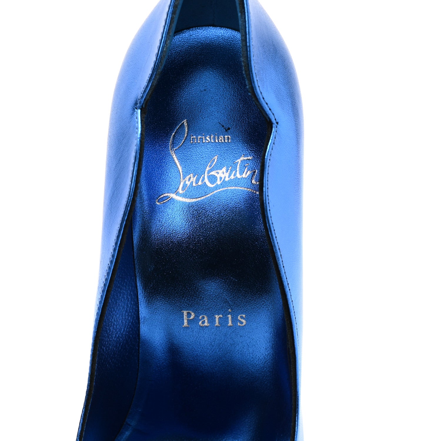 Christian Louboutin Metallic Patent Hot Chick 100 Pumps 35 Blue 7 of 8