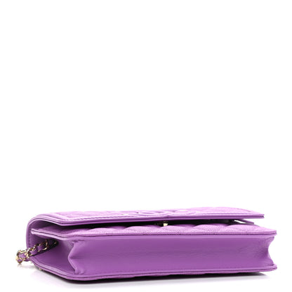 Chanel Caviar Quilted CC Filigree Wallet On Chain WOC Purple 4 of 12