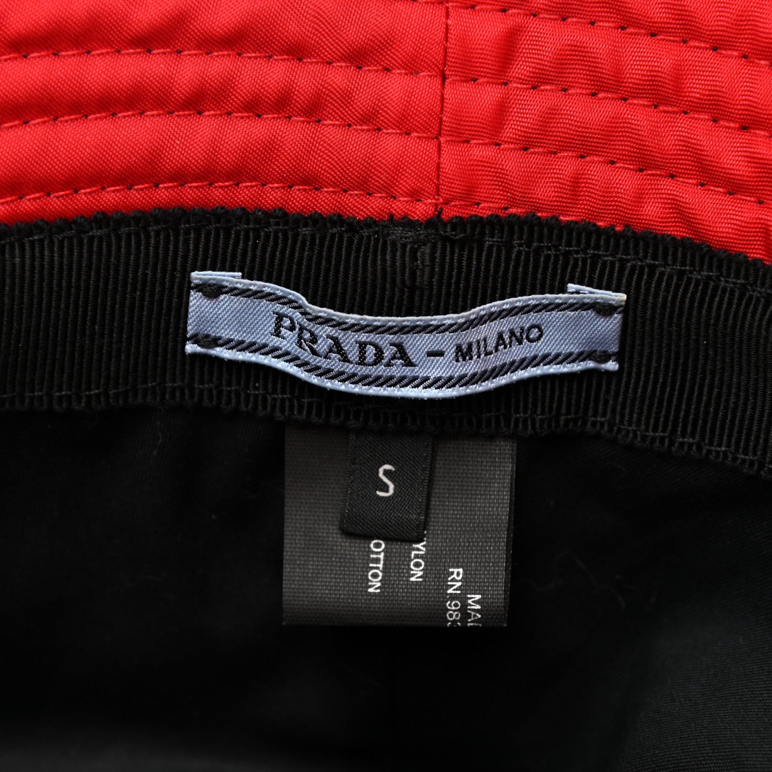 Prada Nylon Bucket Hat S Black Rosso 8 of 9