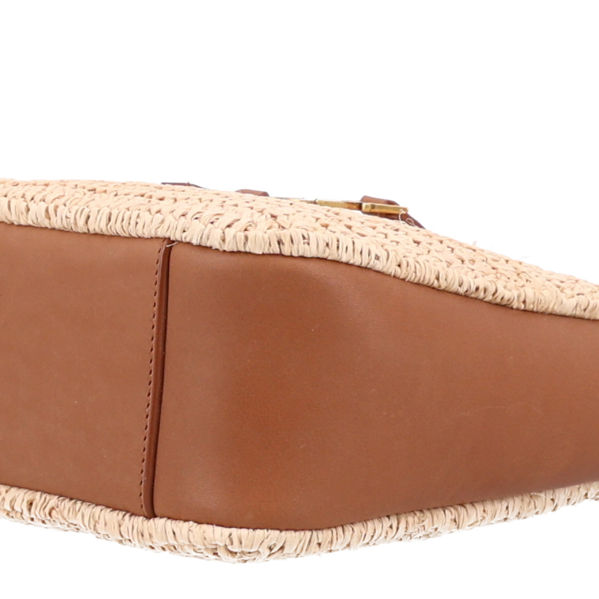 Saint Laurent Raffia Calfskin Le 5 A 7 Baby Hobo Natural Brick 2 of 10
