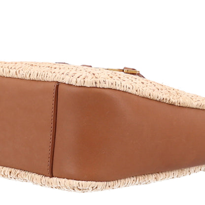 Saint Laurent Raffia Calfskin Le 5 A 7 Baby Hobo Natural Brick 2 of 10