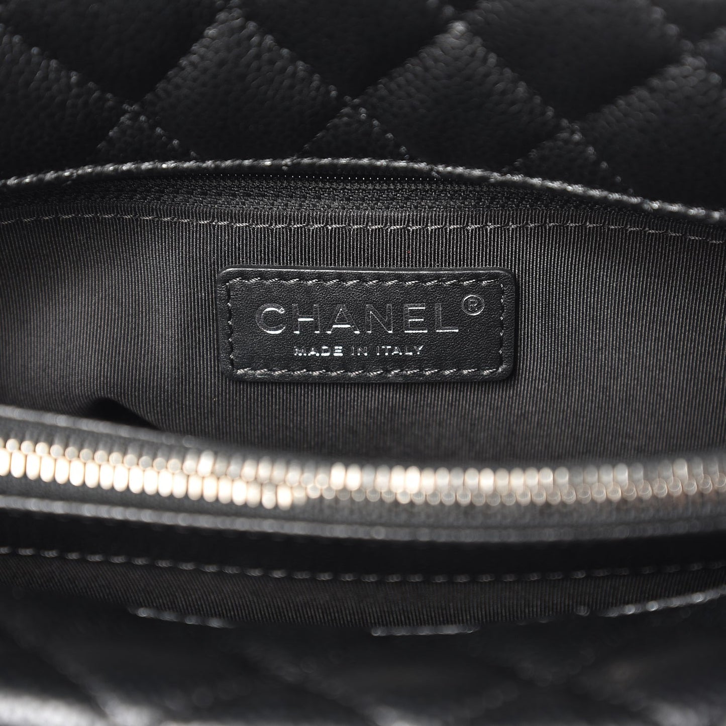 Caviar Quilted Small City Shopping Tote Black