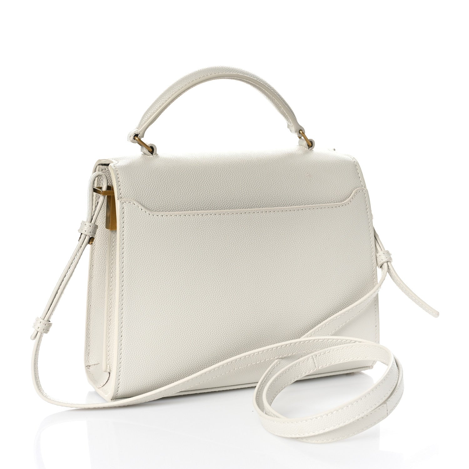 Saint Laurent Grain de Poudre Mini Classic Monogram Cassandra Top Handle Vintage White 3 of 8