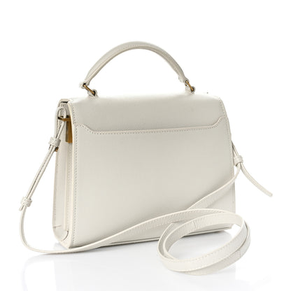Saint Laurent Grain de Poudre Mini Classic Monogram Cassandra Top Handle Vintage White 3 of 8