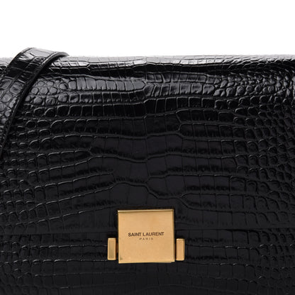 Saint Laurent Calfskin Crocodile Embossed Medium Bellechasse Satchel Black 11 of 11