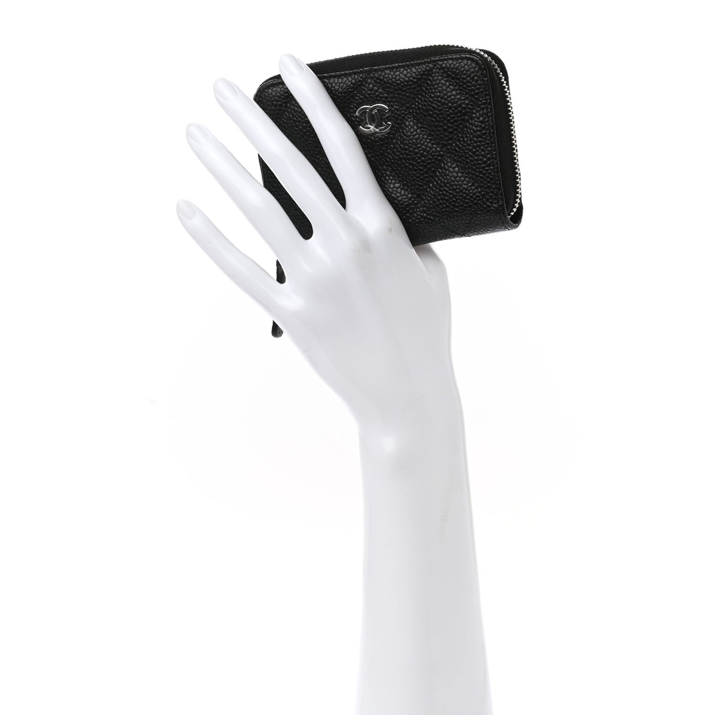 Caviar Quilted Zip Coin Purse Black