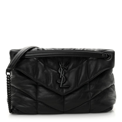Saint Laurent Lambskin Quilted Monogram Monochrome Small Loulou Puffer Chain Satchel Black 1 of 10