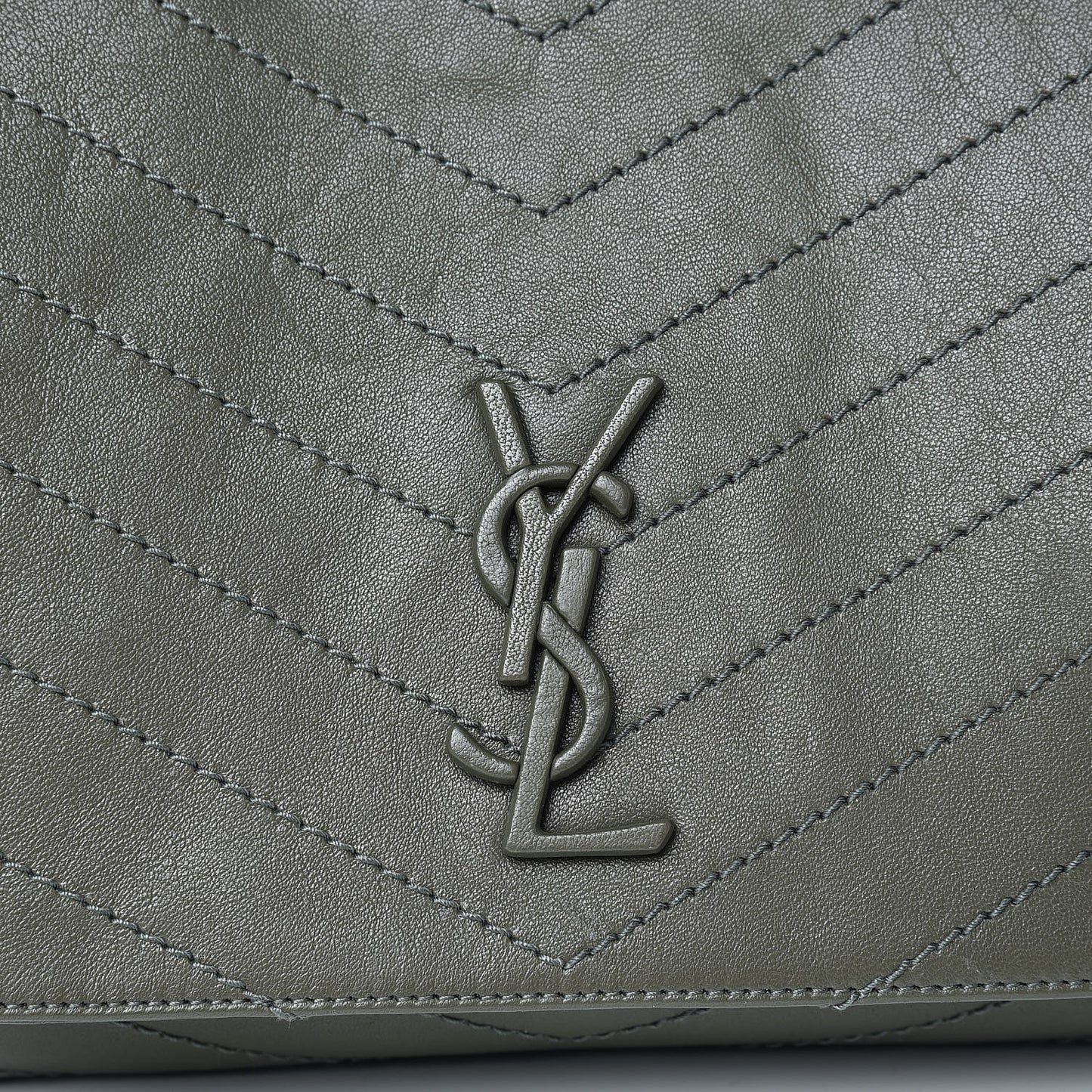 Vintage Calfskin Chevron Monogram Medium Nolita Olive Green