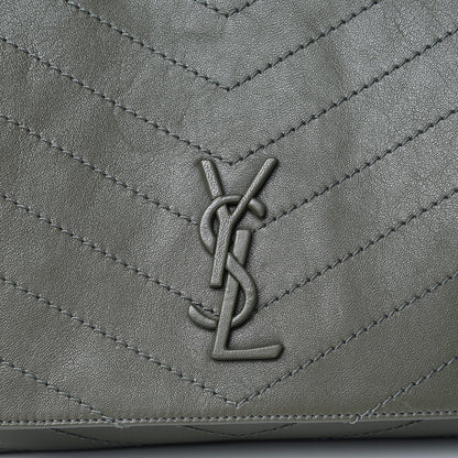 Saint Laurent Vintage Calfskin Chevron Monogram Medium Nolita Olive Green 8 of 10