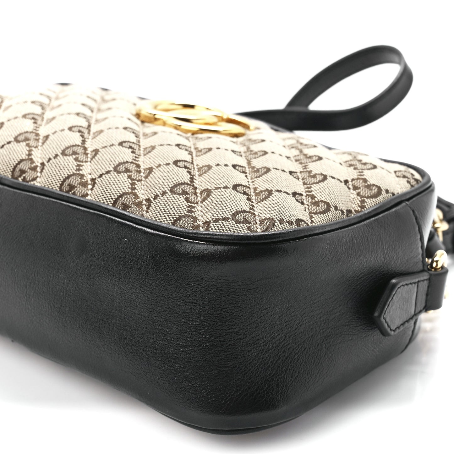 Monogram Matelasse Diagonal Small GG Marmont Chain Shoulder Bag Beige Black