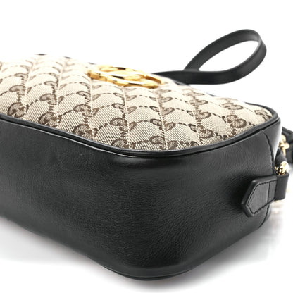 Gucci Monogram Matelasse Diagonal Small GG Marmont Chain Shoulder Bag Beige Black 12 of 12