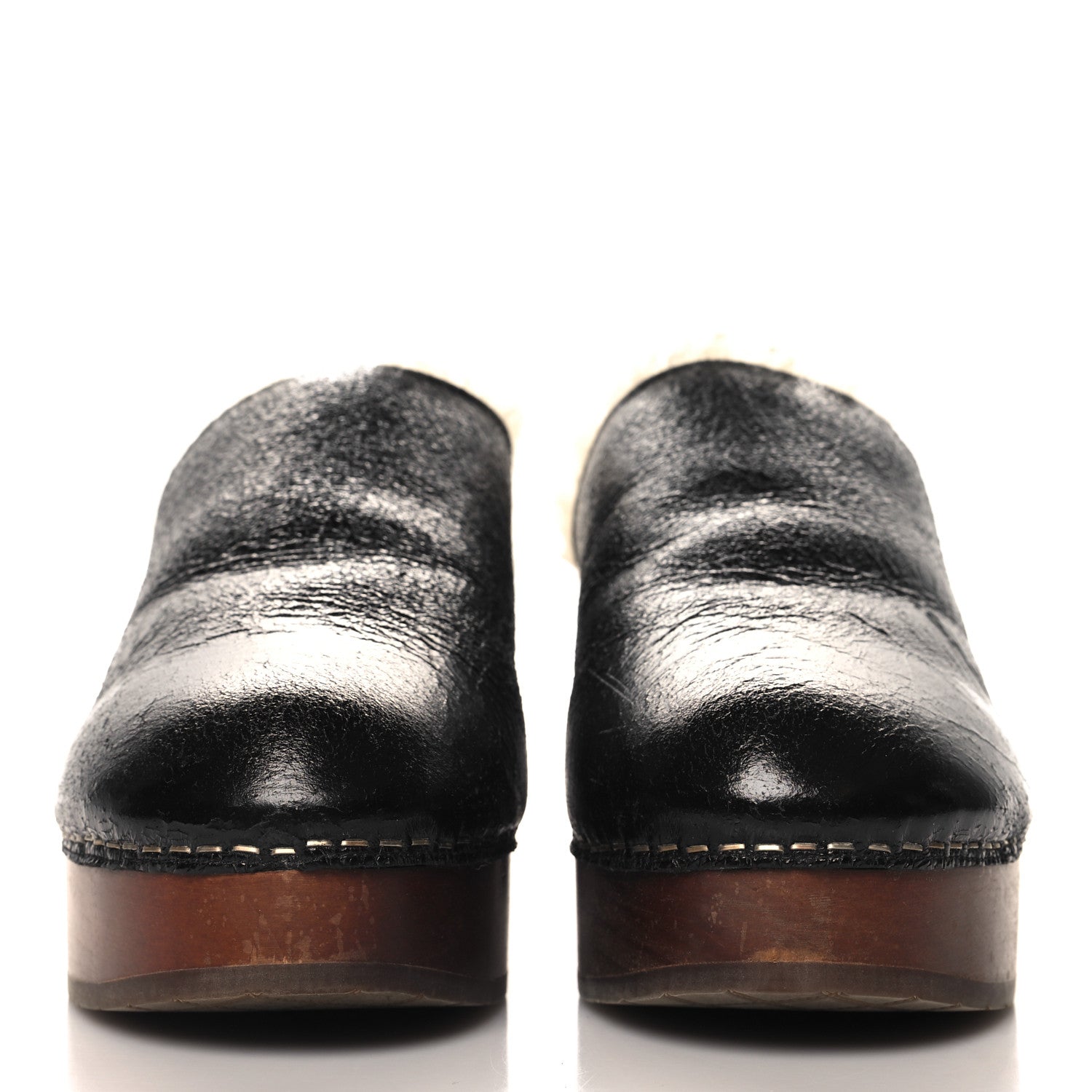 Chanel Crackled Sheepskin CC Mules 40 Black 3 of 11