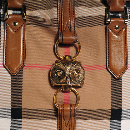 Burberry Bridle Calfskin House Check Owl Medium Orchard Bowling Bag Brown Ochre 5 of 12