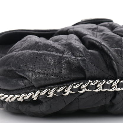 Chanel Washed Lambskin Quilted Chain Around Messenger Black 9 of 10