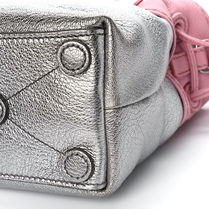 Miu Miu Goatskin Madras Bi-Color Bucket Bag Chrome Rosa 8 of 8