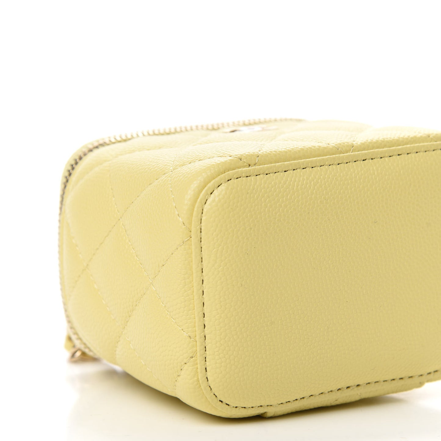 Caviar Quilted Mini Vanity Case With Chain Yellow