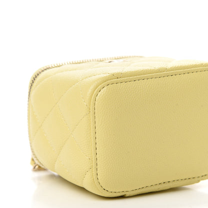 Chanel Caviar Quilted Mini Vanity Case With Chain Yellow 6 of 10