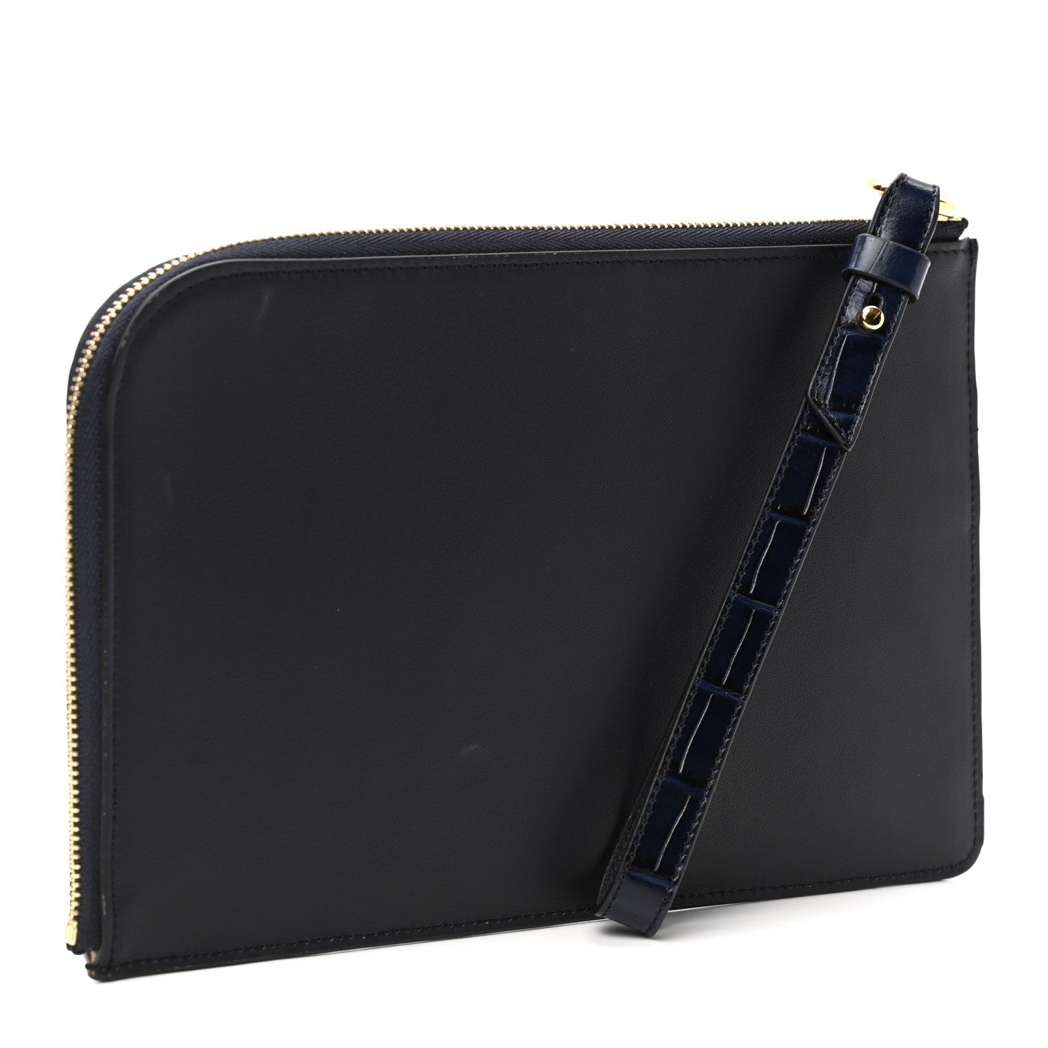 Chloe Calfskin Crocodile Embossed C Flat Pouch Full Blue 3 of 9