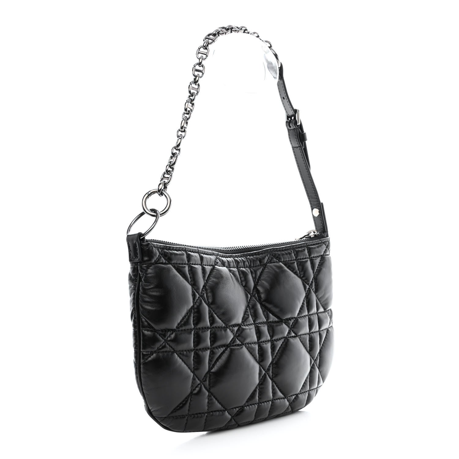 Christian Dior Calfskin Macrocannage Mini Dior Caro Tulip Bag Black 3 of 11