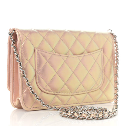 Chanel Iridescent Calfskin Quilted Wallet On Chain WOC Pink 3 of 13