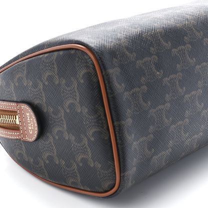 Celine Triomphe Canvas Calfskin Small Boston Bag Tan 11 of 12