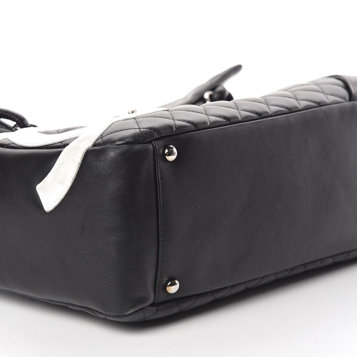 Calfskin Quilted Large Cambon Flap Black White