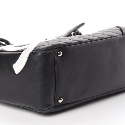 Chanel Calfskin Quilted Large Cambon Flap Black White 5 of 9