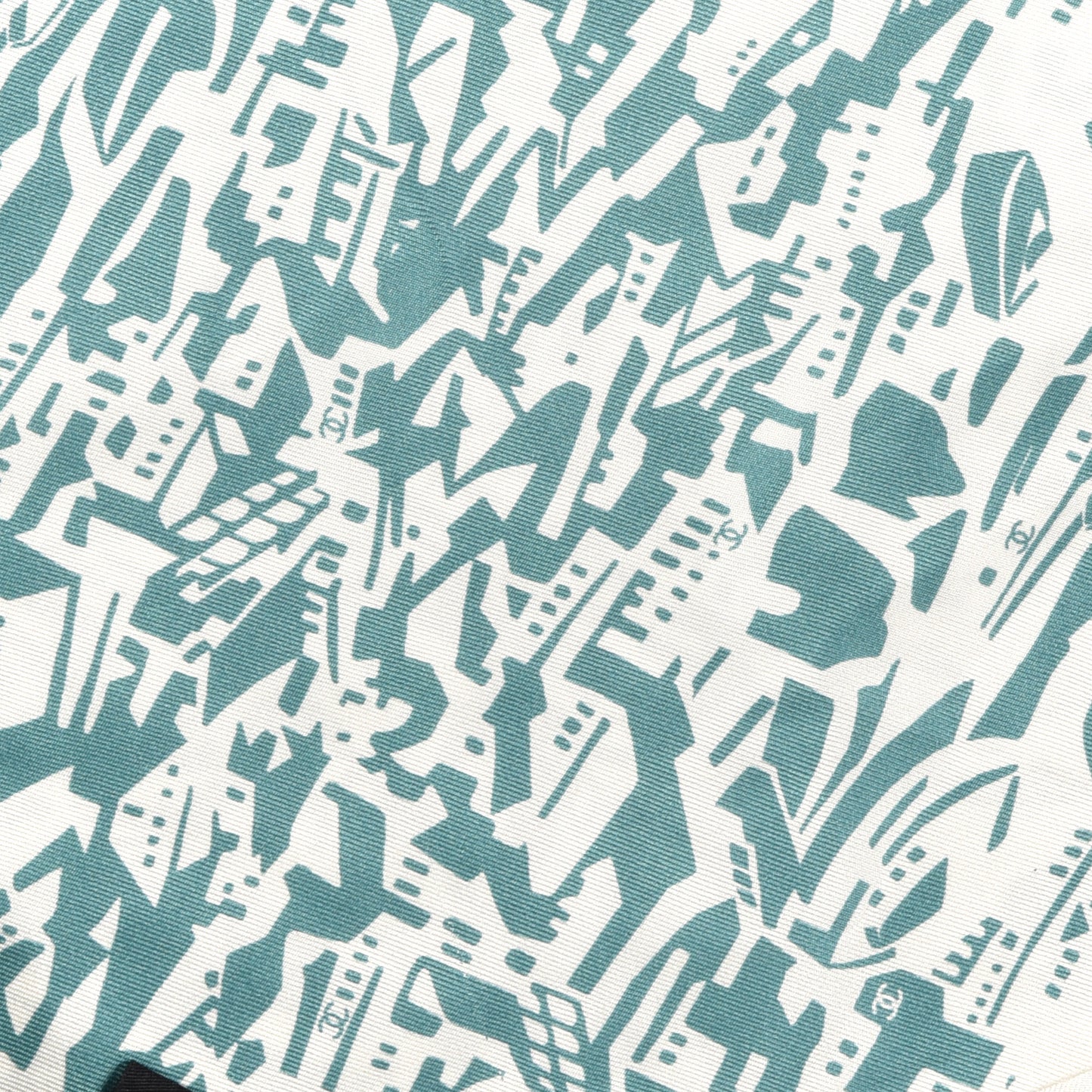 Silk Twill Hair Scarf Green White