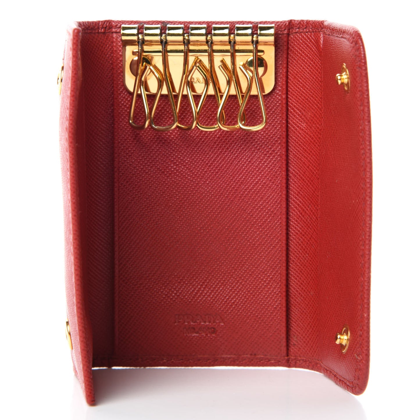 Saffiano Metal 6 Key Holder Fuoco