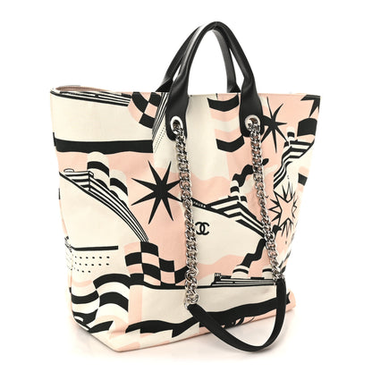 Chanel Canvas Cruise Print Tote Pink White Black 3 of 10