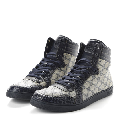 Gucci GG Plus Monogram Crocodile Mens Coda Sneakers 13.5 Blue 3 of 8