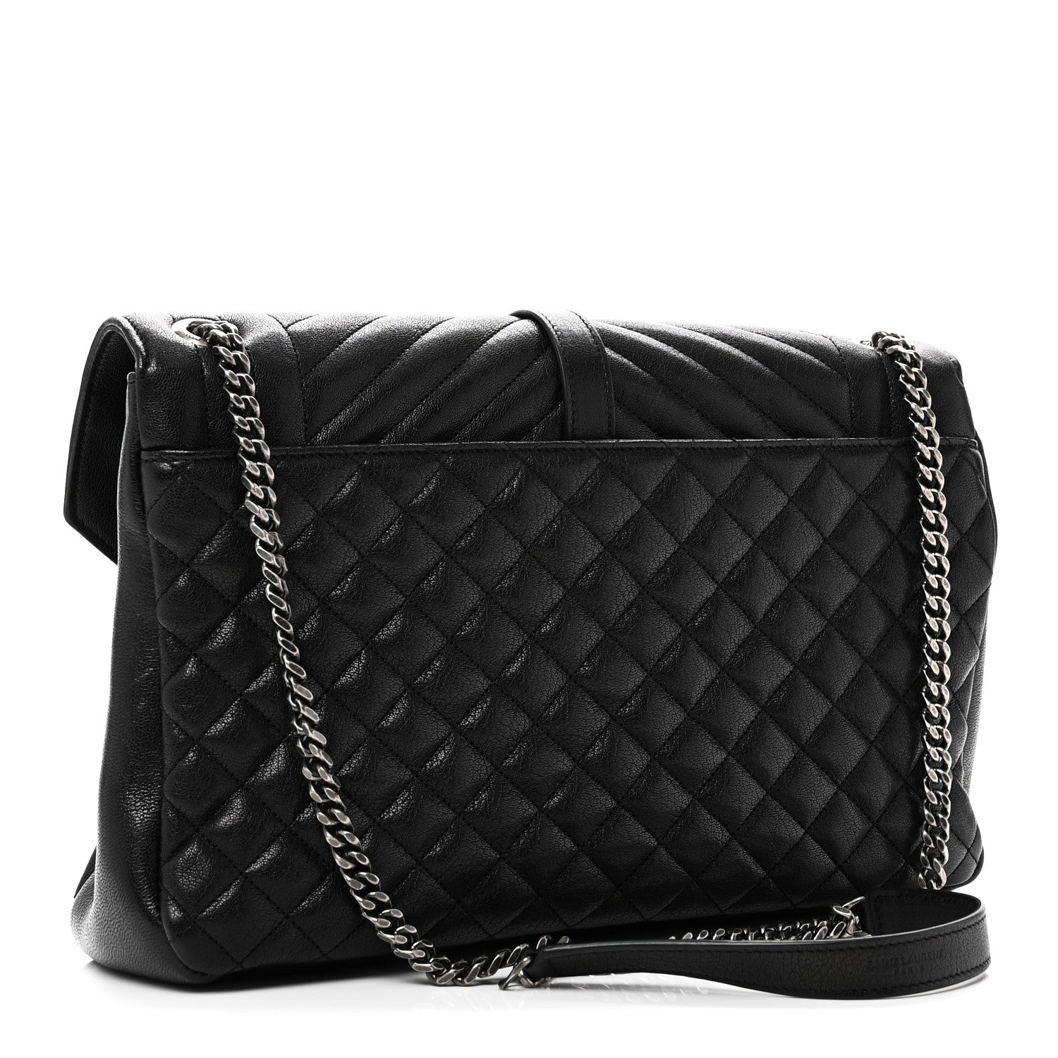 Saint Laurent Calfskin Mixed Matelasse Triquilt Large Monogram Satchel Black 2 of 11