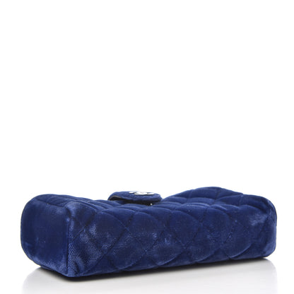 Chanel Velvet Quilted Mini Phone Holder Crossbody Bag Blue 4 of 8