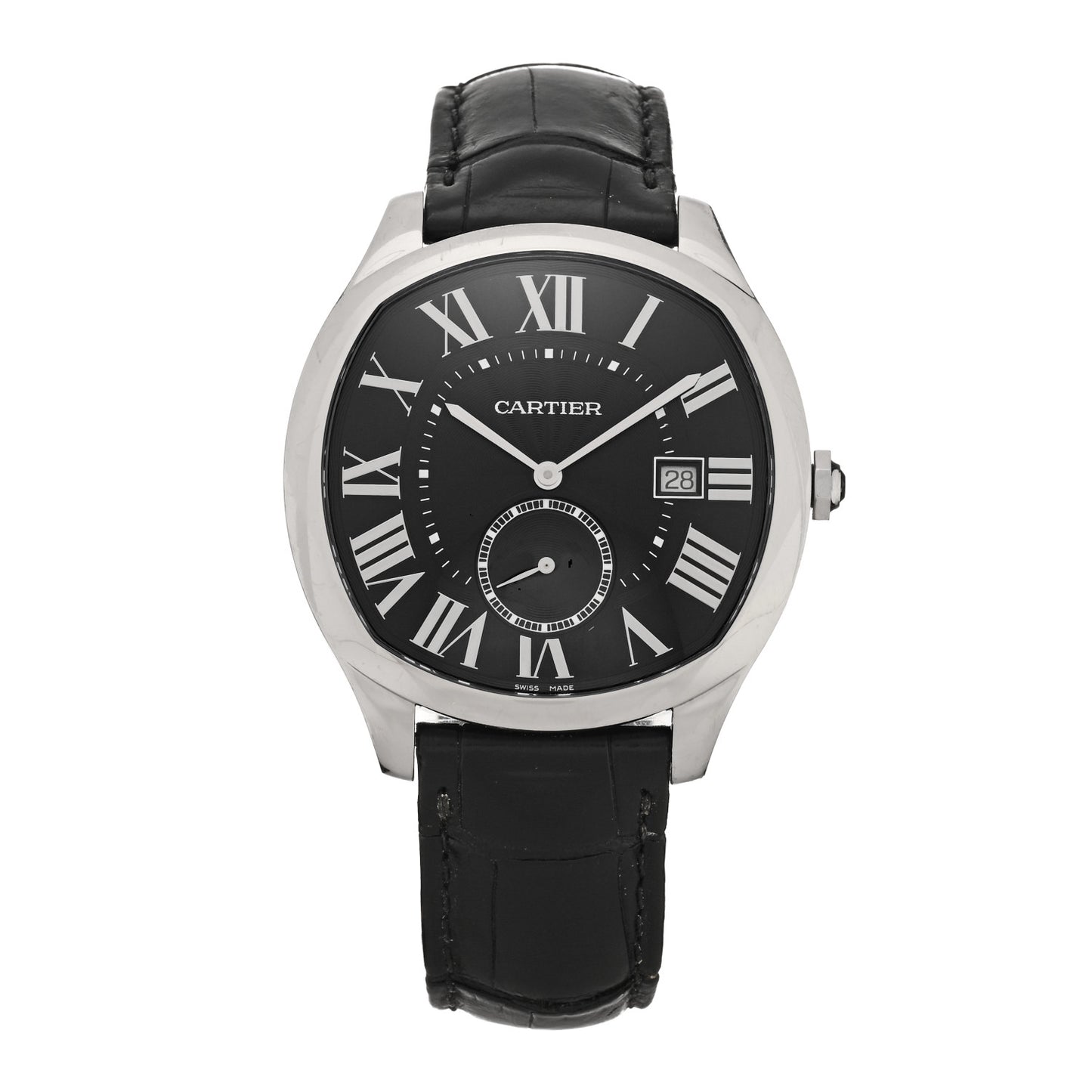 Stainless Steel Alligator 41mm Drive De Cartier Automatic Watch Black