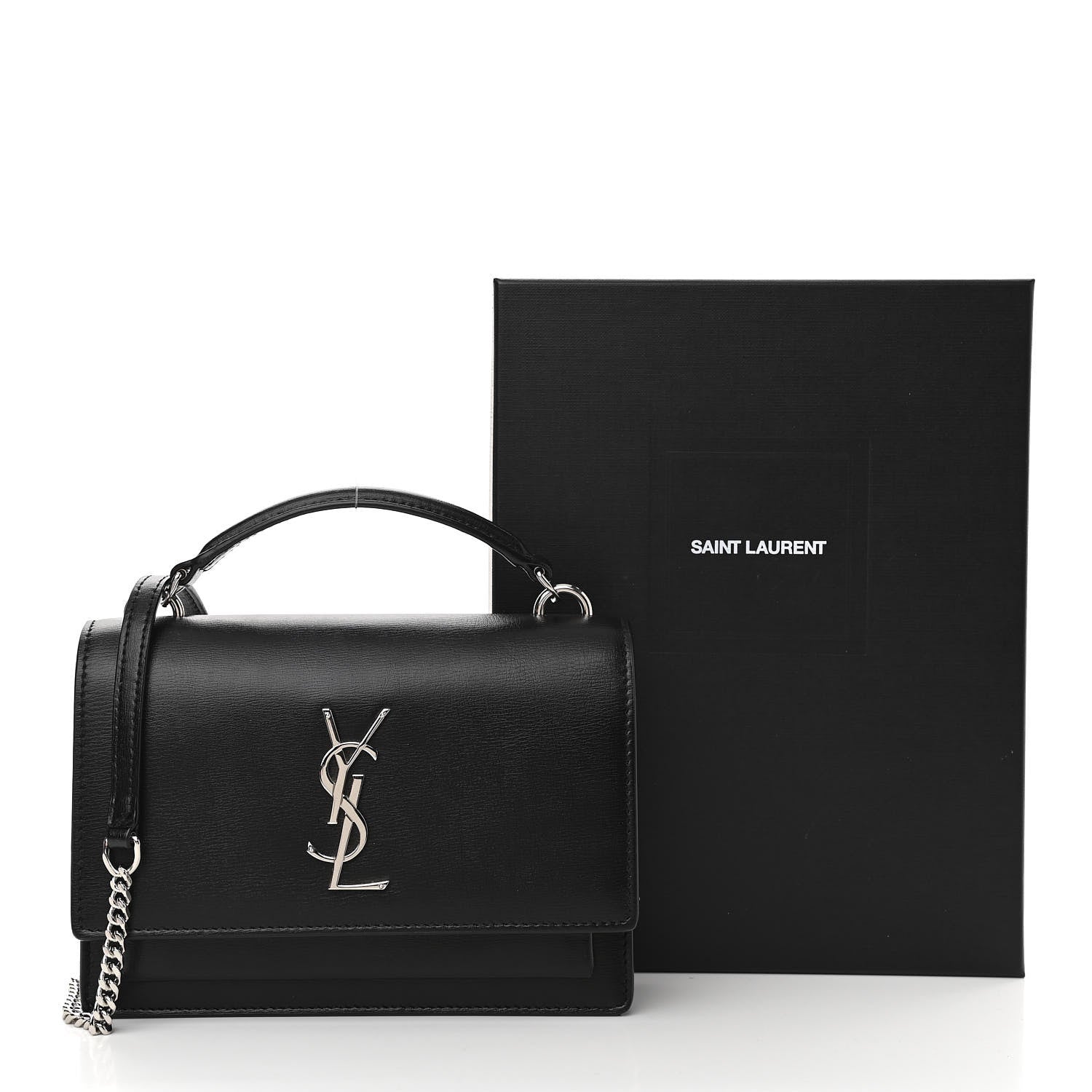 Saint Laurent Calfskin Monogram Sunset Chain Wallet Black 17 of 17