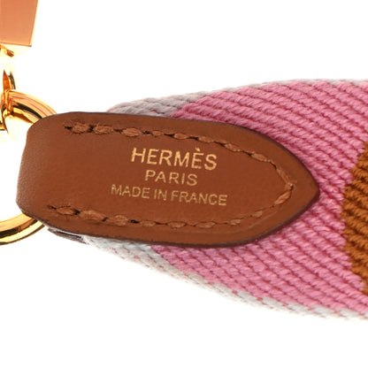 Hermes Toile Swift 25mm Sangle Flipperball Shoulder Strap Bleu Brume Pink Gold 3 of 5