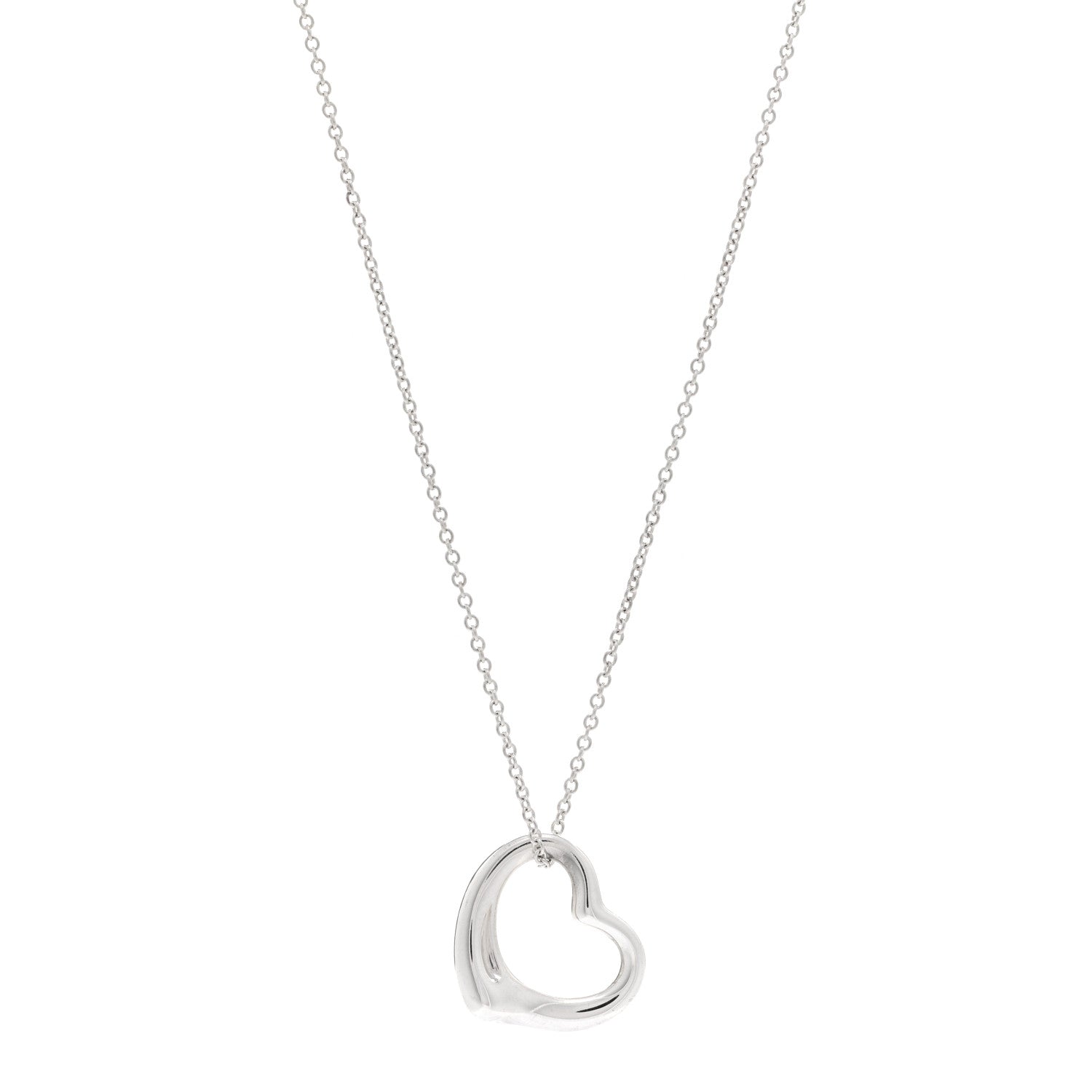 Tiffany Sterling Silver 22mm Elsa Peretti Open Heart Pendant Necklace 1 of 4