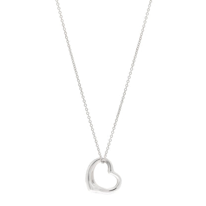 Tiffany Sterling Silver 22mm Elsa Peretti Open Heart Pendant Necklace 1 of 4