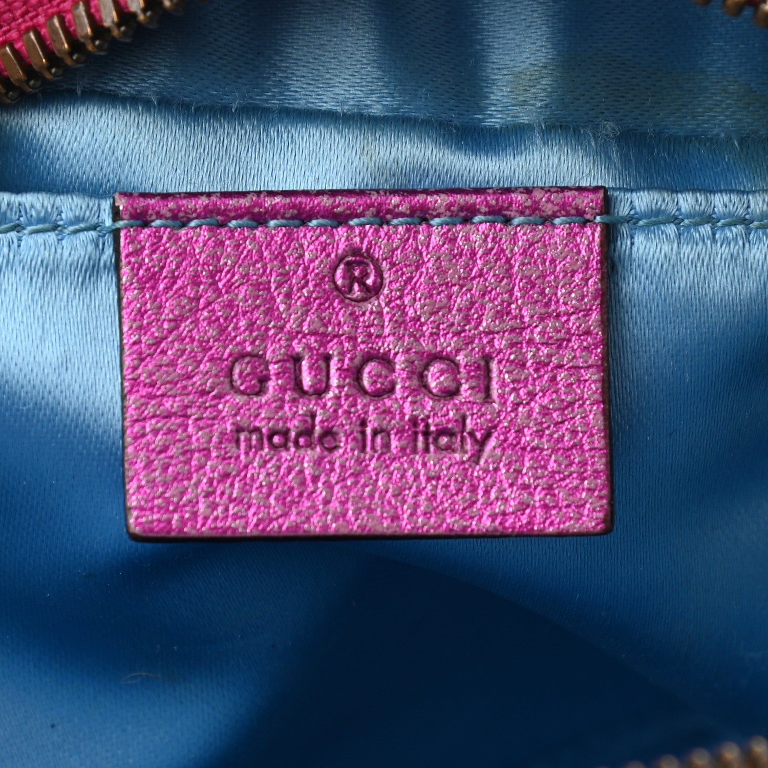 Gucci Laminated Nappa Matelasse Small GG Marmont Chain Shoulder Bag Fuxia Rosso Rosa 6 of 10