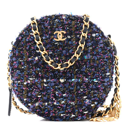 Chanel Tweed Quilted Round Clutch With Chain Multicolor 1 of 11