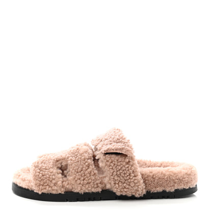 Hermes Woolskin Womens Chypre Sandals 35 Bois De Santal 1 of 7