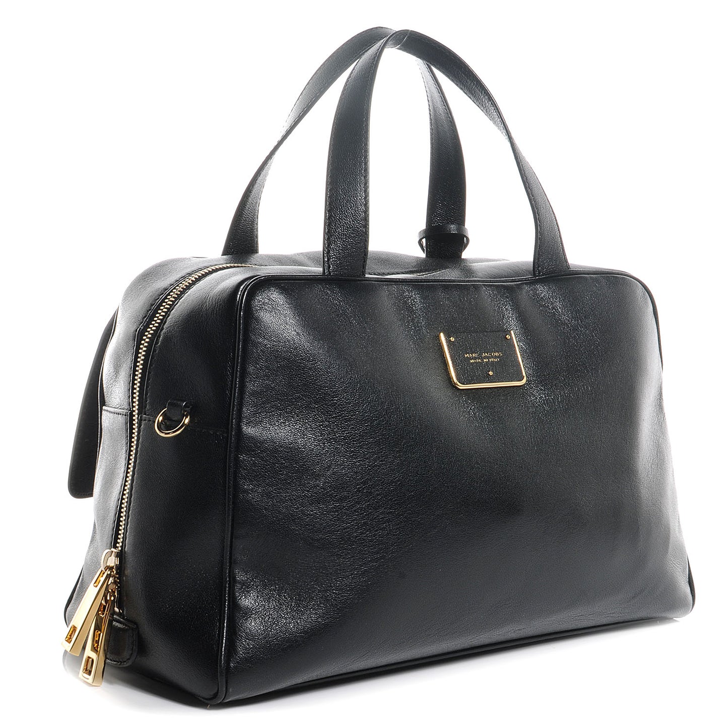 Leather Bi-Color Frankie Zip Satchel Black Chestnut