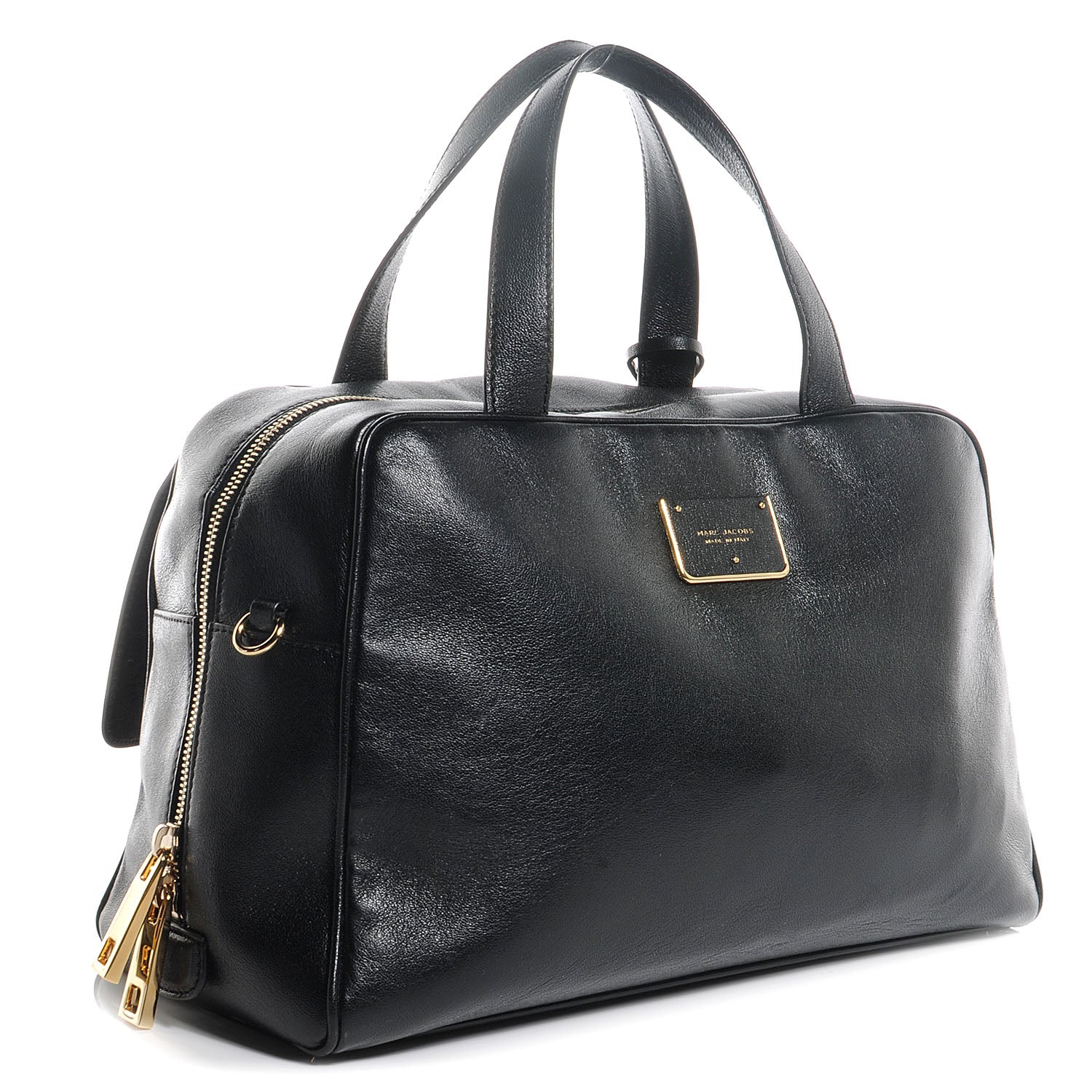 Marc Jacobs Leather Bi-Color Frankie Zip Satchel Black Chestnut 3 of 8