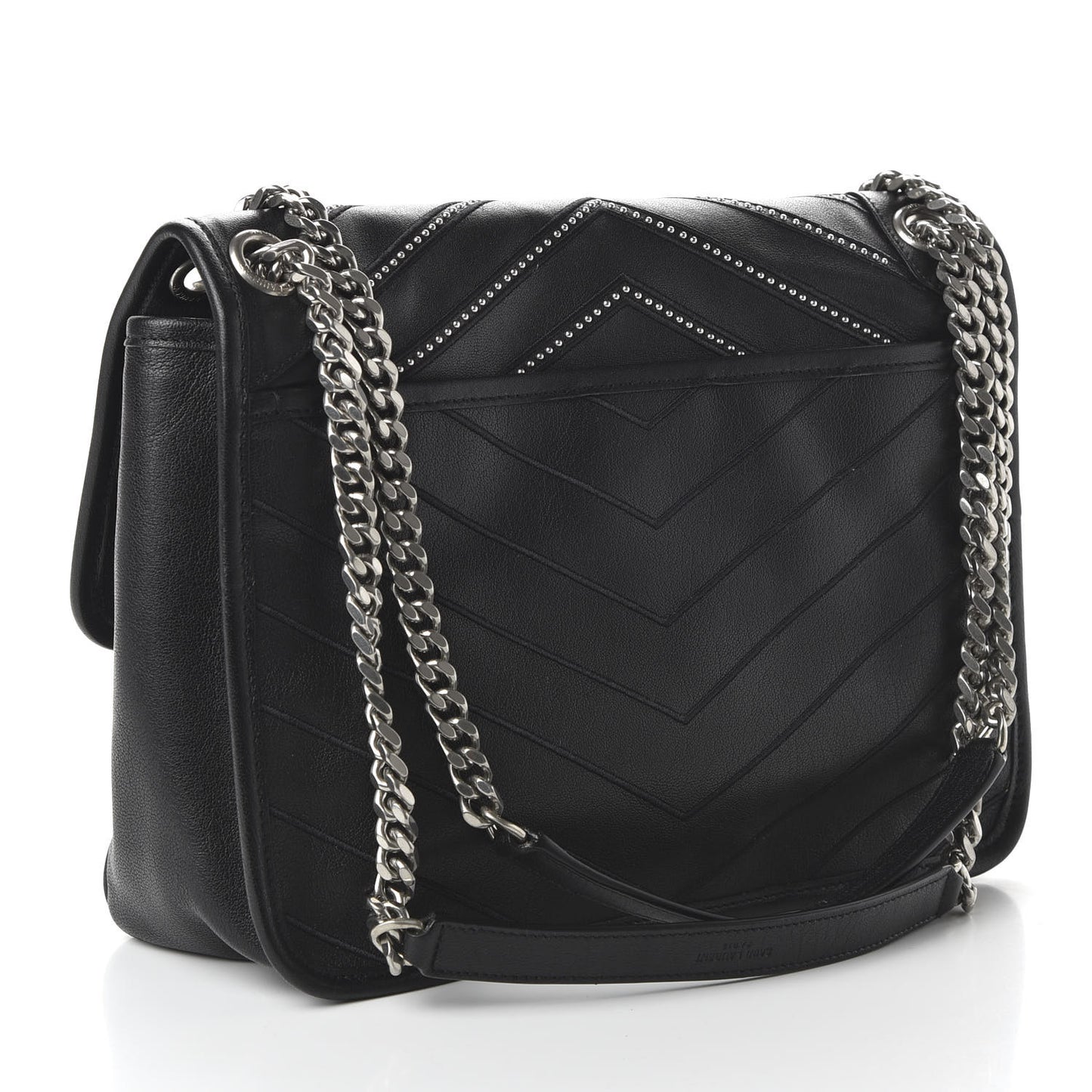 Calfskin Matelasse Monogram Microstud Medium Niki Chain Satchel Black
