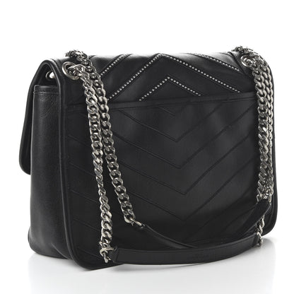 Saint Laurent Calfskin Matelasse Monogram Microstud Medium Niki Chain Satchel Black 3 of 10