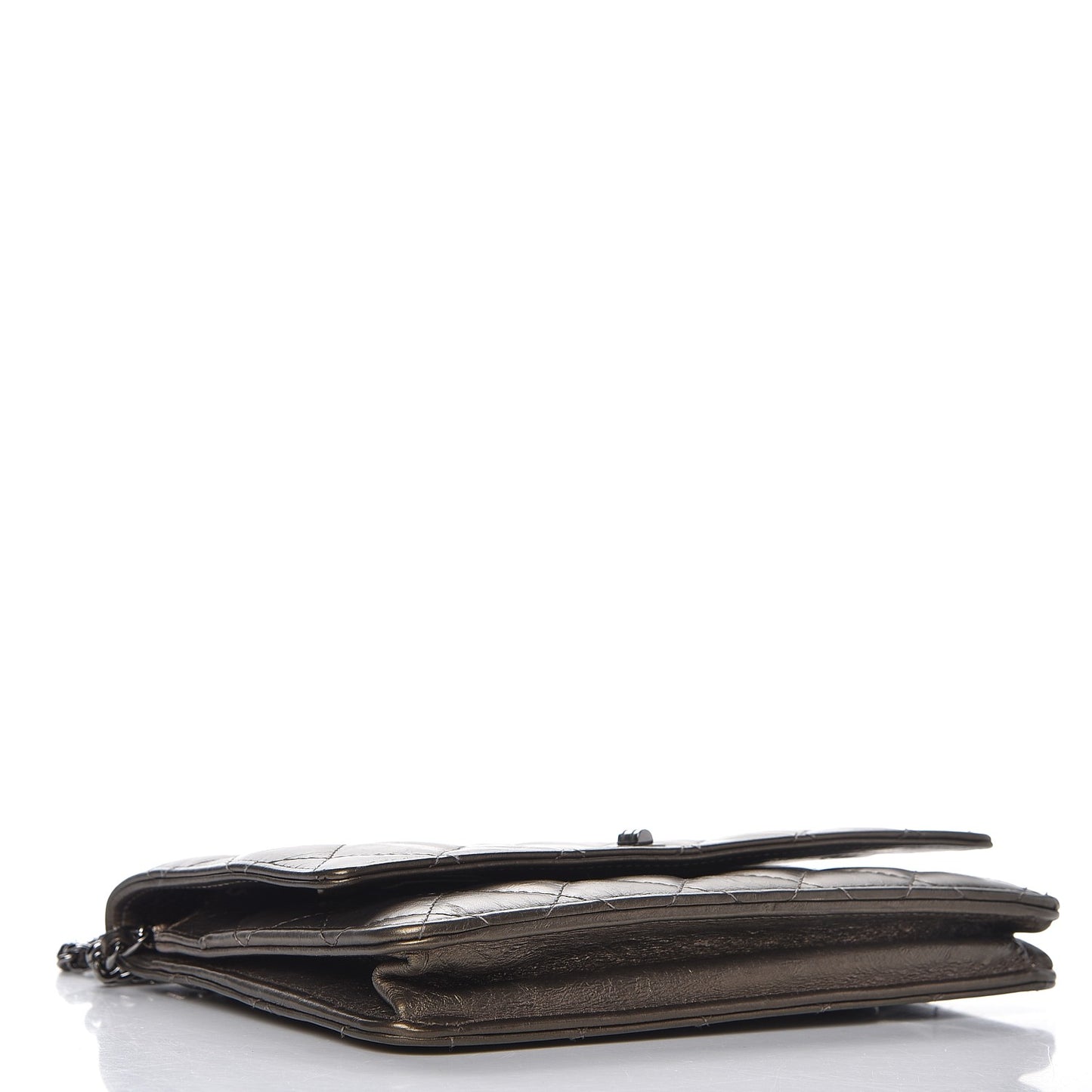 Metallic Aged Calfskin Quilted Reissue Wallet On Chain WOC Bronze